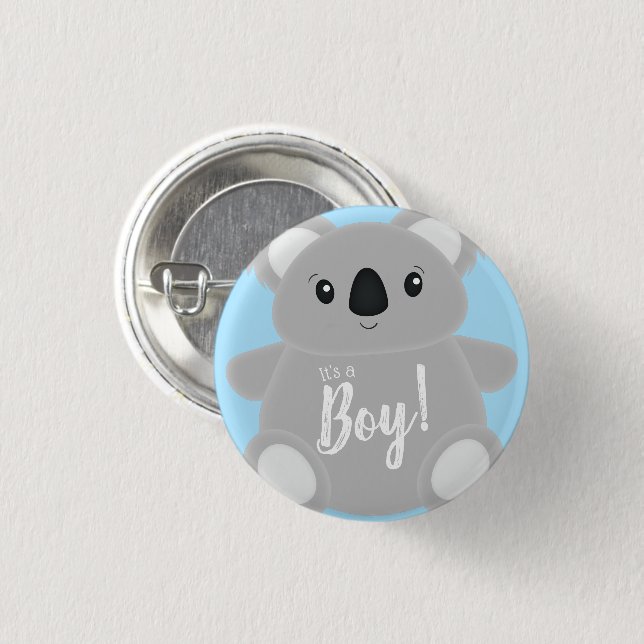 Blue Koala Bear Baby Dusche Button (Vorne & Hinten)