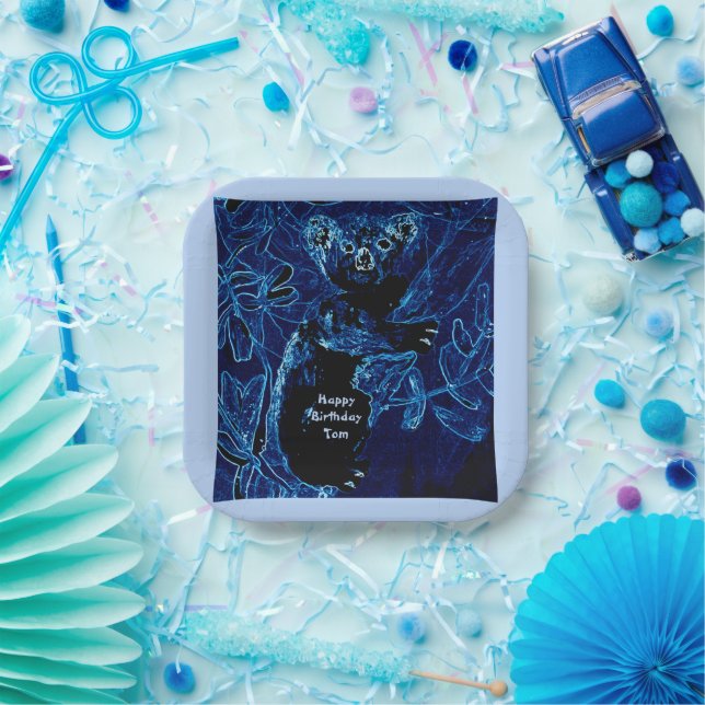 Blue Koala Bear Birthday Pappteller (Party)