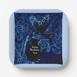 Blue Koala Bear Birthday Pappteller
