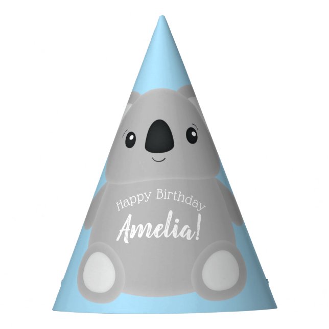 Blue Koala Bear Geburtstagsparty Partyhütchen (Vorderseite)