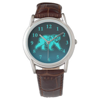 Blue Kodiak Bear Armbanduhr