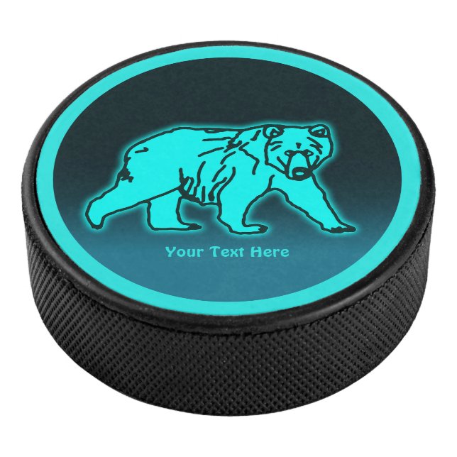 Blue Kodiak Bear Eishockey Puck (3/4)