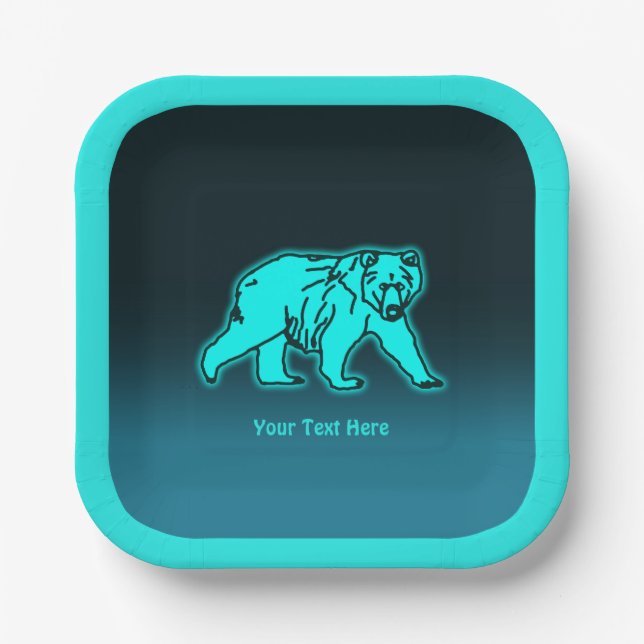 Blue Kodiak Bear Pappteller (Vorderseite)