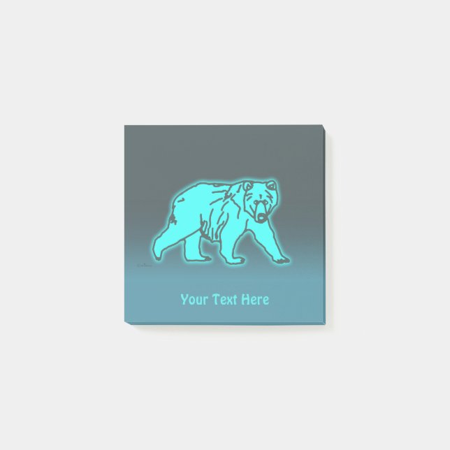 Blue Kodiak Bear Post-it Klebezettel (Vorderseite)