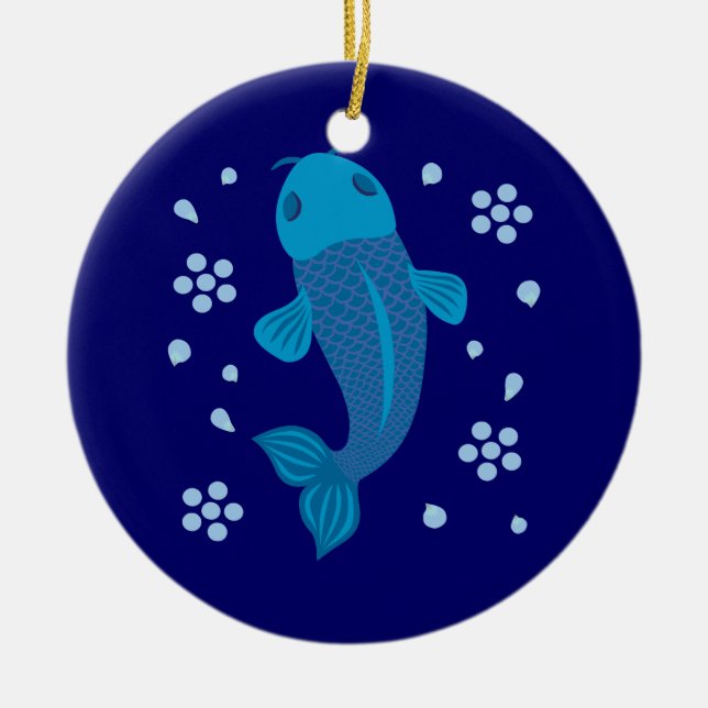 Blue Koi Fish Keramikornament (Vorne)