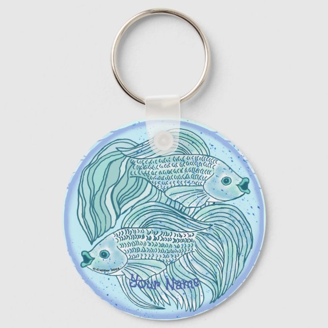 Blue Koi Fish Schlüsselanhänger (Vorderseite)