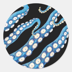 Blue Kraken Octopus Tentacles Runder Aufkleber
