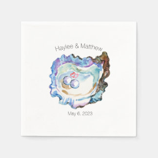 Blue Künstlerisch Oyster Pearls Herzweißbuch Napki Serviette