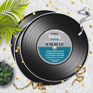 Blue Label Vinyl Record Überraschungs-Party Einladung