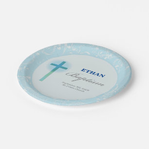 Blue Lace Boy Baptisse Pappteller