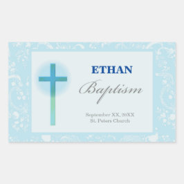 Blue Lace Boy Baptisse Rechteckiger Aufkleber