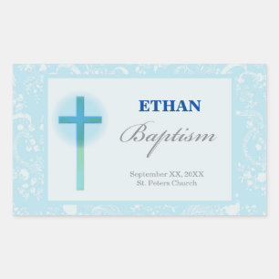 Blue Lace Boy Baptisse Rechteckiger Aufkleber