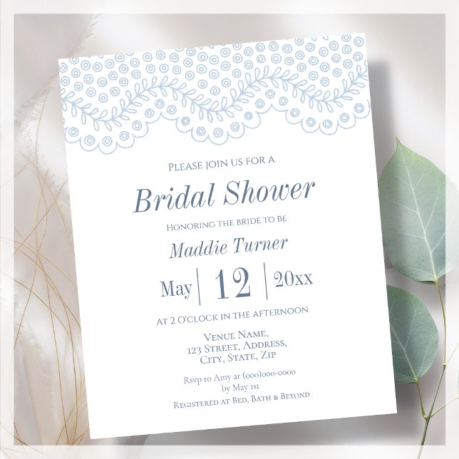 Blue Lace | Budget Bridal Shower Einladung (Von Creator hochgeladen)