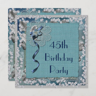 Blue Lace & Diamonds 45. Geburtstag Einladung