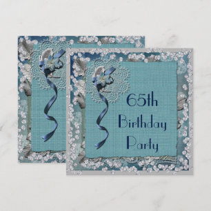 Blue Lace & Diamonds 65. Geburtstag Einladung