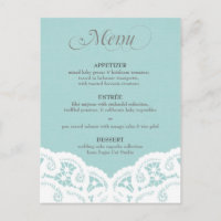 Blue Lace Doily Wedding Menu