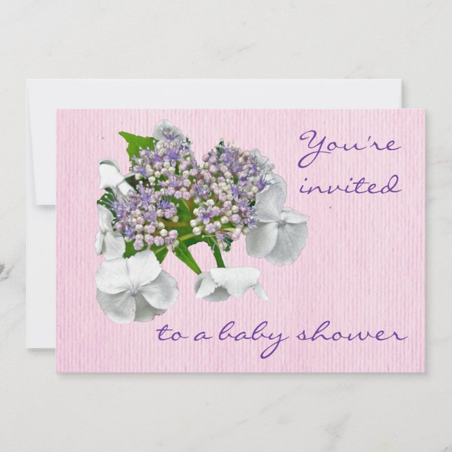 Blue Lace Hydrangea Kinderdusche Einladung (Vorderseite)