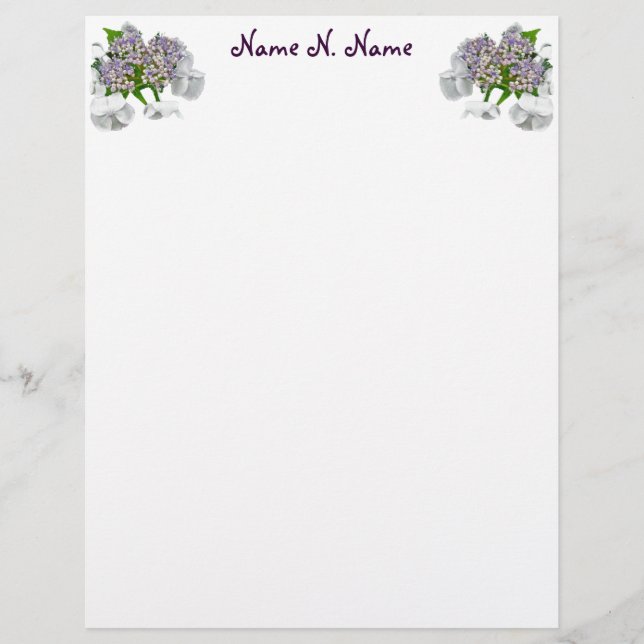 Blue Lace Hydrangea Letterhead Stationery (Vorderseite)