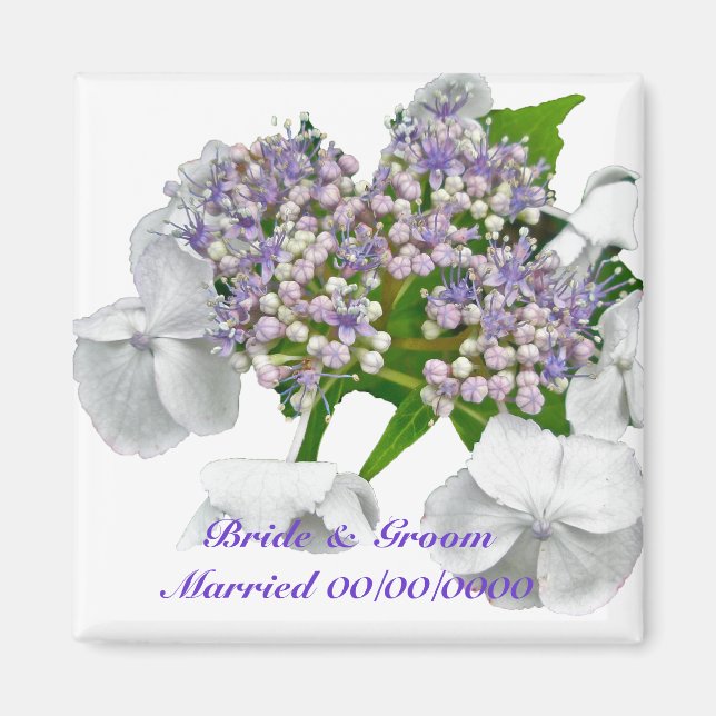 Blue Lace Hydrangea Wedding Magnet (Vorne)