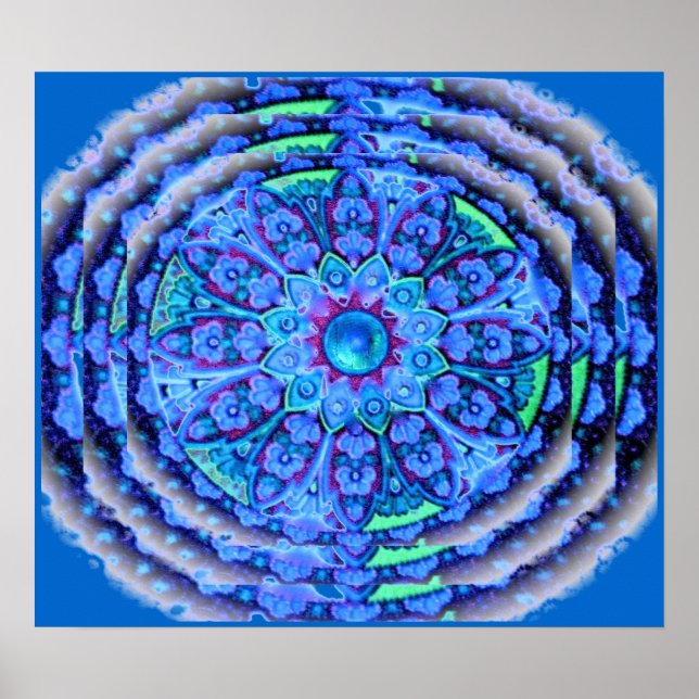 Blue Lace Mandala Poster (Vorne)