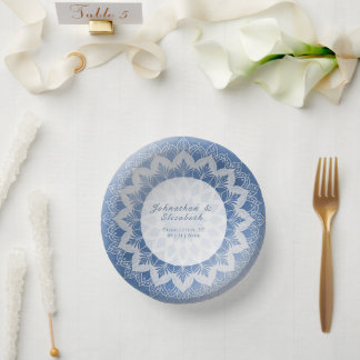 Blue Lace Mandala Wedding Pappteller