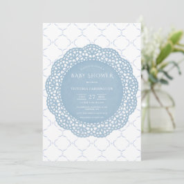 Blue Lace Vintag Baby Dusche Einladung