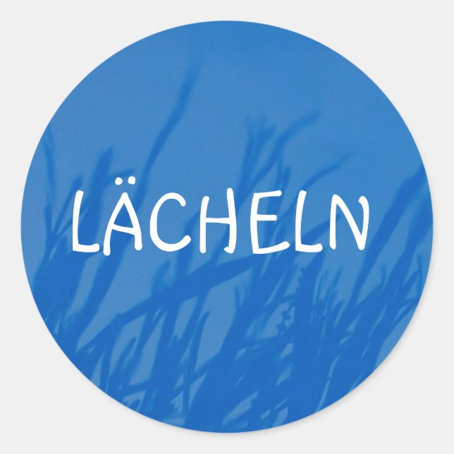 Blue, LÄCHELN Runder Aufkleber (Vorderseite)