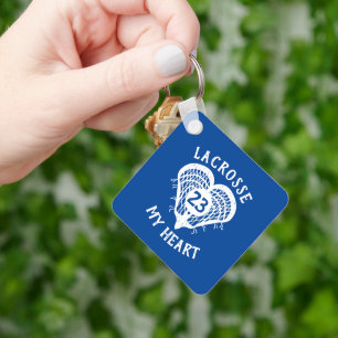 Blue Lacrosse My Heart Foto Schlüsselanhänger