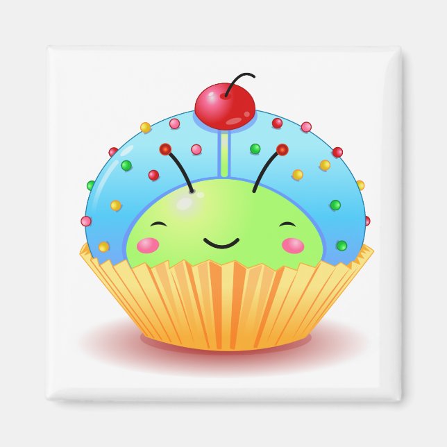 Blue Ladybug Cupcake Magnet (Vorne)
