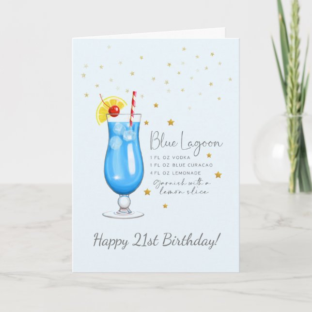 Blue Lagoon Cocktail 21e Bonne carte d'anniversair (Devant)