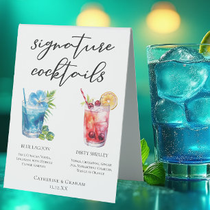 Blue Lagoon Dirty Shirley Signature Cocktails Menü Tischaufsteller