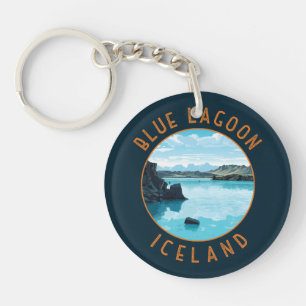 Blue Lagoon Island Distressed Circle Schlüsselanhänger