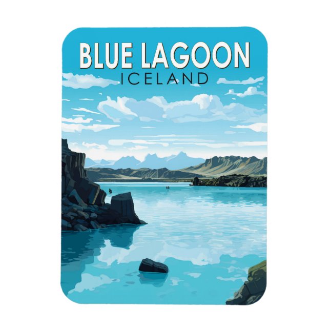 Blue Lagoon Island Reisen Vintag Magnet (Vertikal)