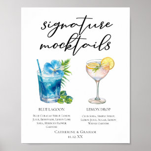 Blue Lagoon Lemon Drop Hochzeits-Mocktails-Menü Poster