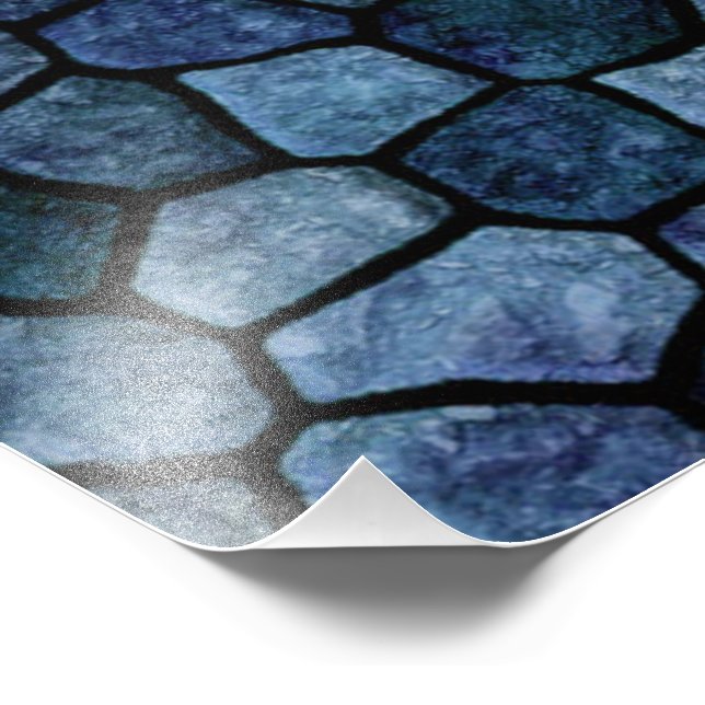 Blue Lagoon Midnight Cobbled Patchwork Terrazo Pat Fotodruck (Ecke)