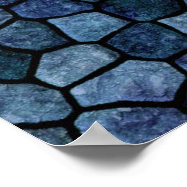 Blue Lagoon Midnight Cobbled Patchwork Terrazo Pat Poster (Ecke)
