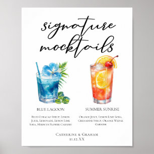 Blue Lagoon Sommer Sonnenaufgang Mocktails-Menü Poster