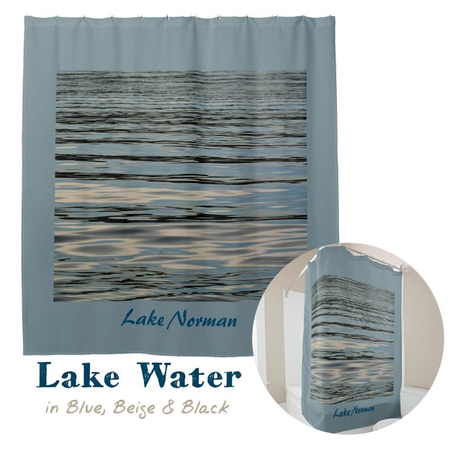 Blue Lake Blue Beige Black Duschvorhang (Von Creator hochgeladen)