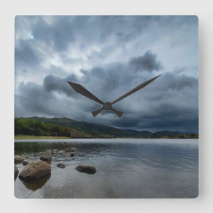 Blue Lake Clock Quadratische Wanduhr