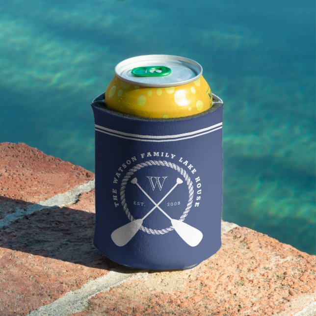 Blue Lake House Monogram Crossed Paddles Dosenkühler (In Situ Pool)