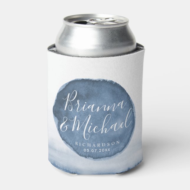 Blue Lake Water Stain | Personalisierte Paar Dosenkühler (Kanne Vorderseite)