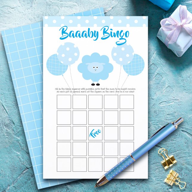 Blue Lamb Baby Dusche Niedlich Sweet Bingo Game Ca (Von Creator hochgeladen)