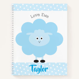 Blue Lamb Liebe Ewe Individuelle Name Script Niedl Notizbuch