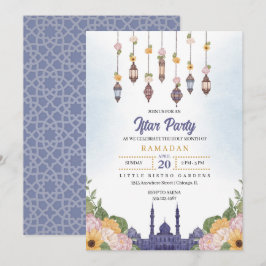 Blue Lantern Iftar Party Ramadan Abendessen Einlad Save The Date