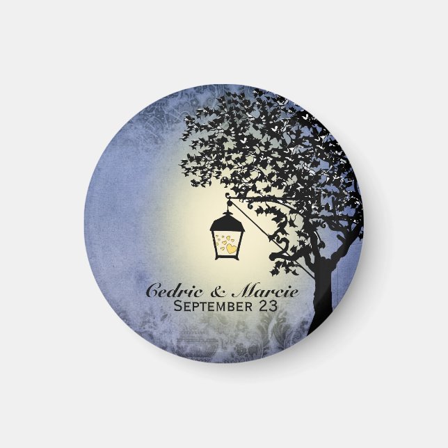 Blue Lantern Streetlamp Save the Date Magnet (Vorne)