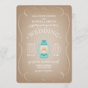 Blue Lantern Wedding Einladung - Swirl