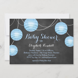 Blue Lanterns auf Chalkboard Babydusche Einladung