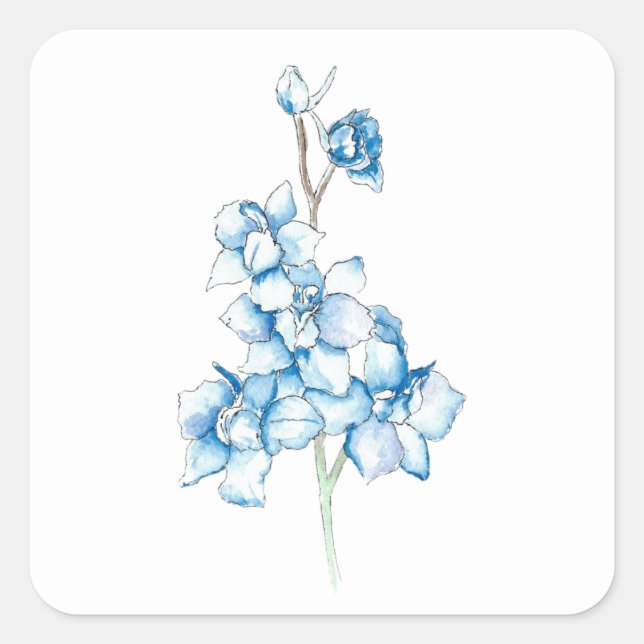 Blue Larkspur Quadratischer Aufkleber (Vorderseite)