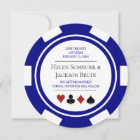 Blue Las Vegas Wedding Save the Date Poker Chip