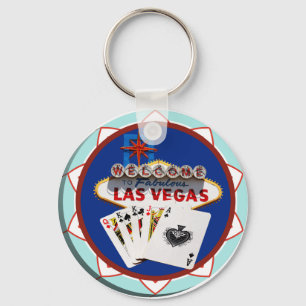 Blue Las Vegas Welcome Sign Poker Chip Schlüsselanhänger